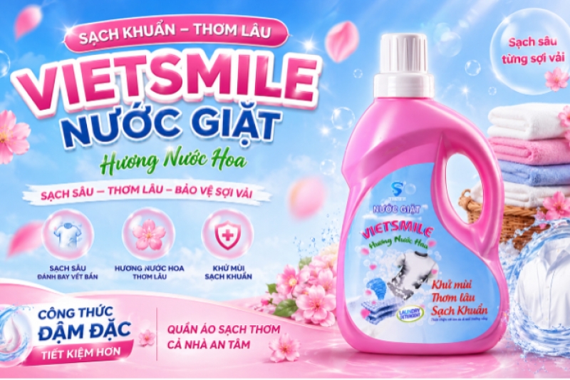VIETSMILE NƯỚC GIẶT HƯƠNG NƯỚC HOA - KHỬ MÙI - THƠM LÂU - SẠCH KHUẨN
