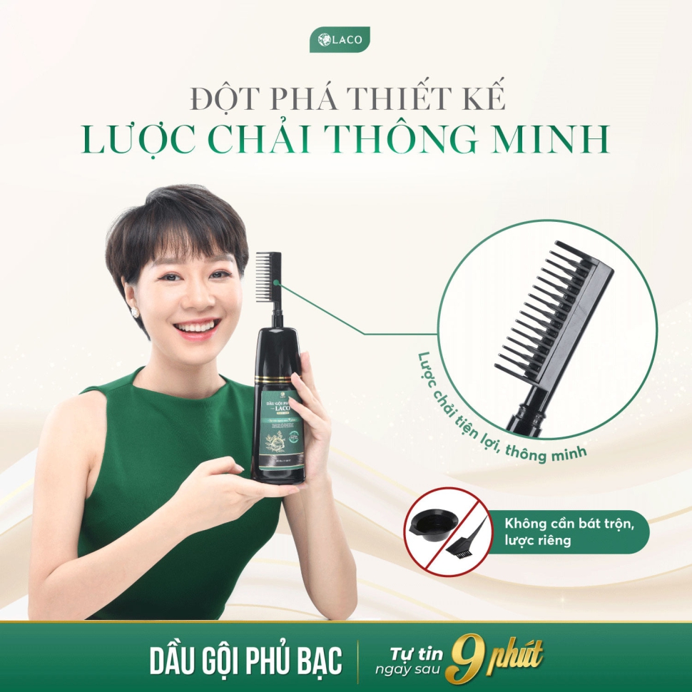 Dầu gội phủ bạc Laco - Thay đổi màu tóc sau 9 phút, giá dùng thử 320.000k