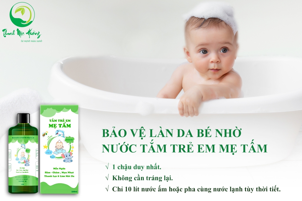 Nước tắm gội thảo dược mẹ tấm của thanh mộc hương –Giúp bé hết rôm