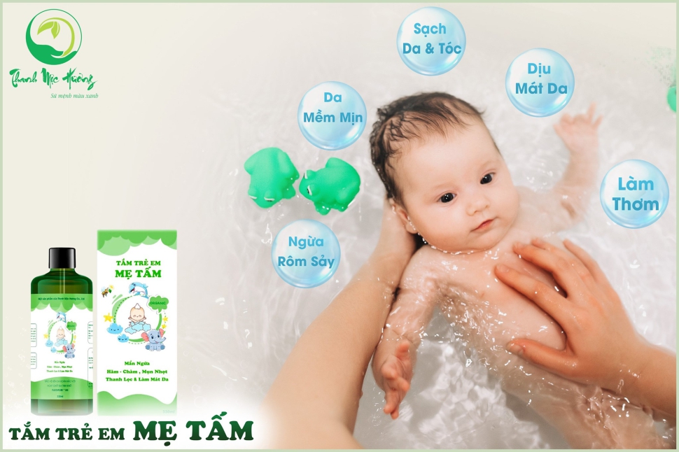 Nước tắm gội thảo dược mẹ tấm của thanh mộc hương –Giúp bé hết rôm