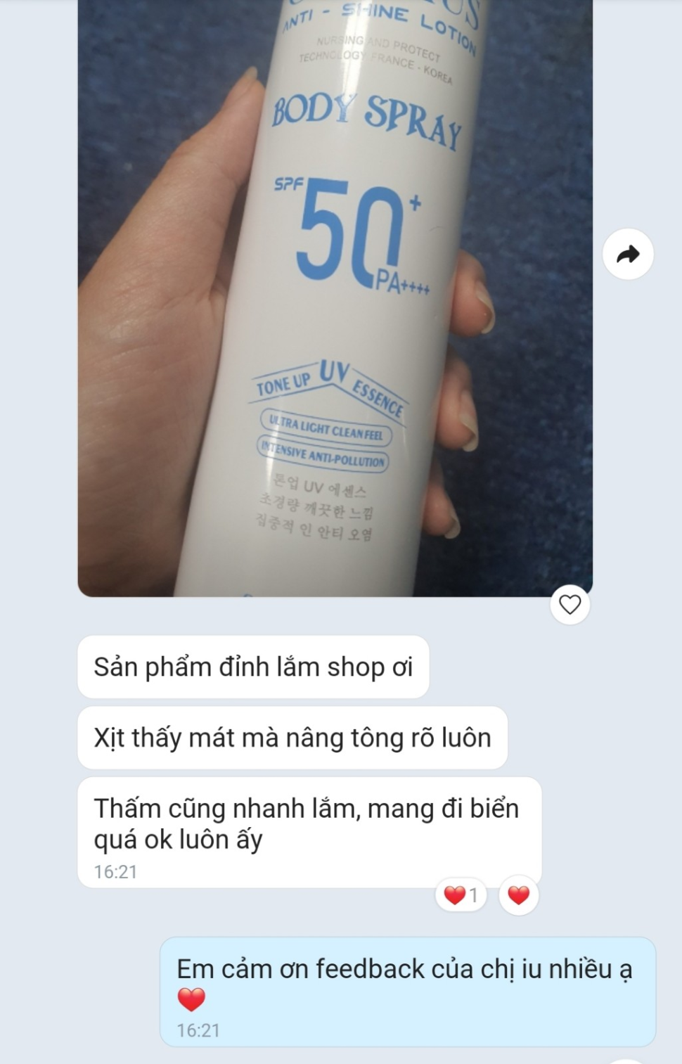 Xịt chống nắng body optimus của thanh mộc hương - Ngăn tia UVA,