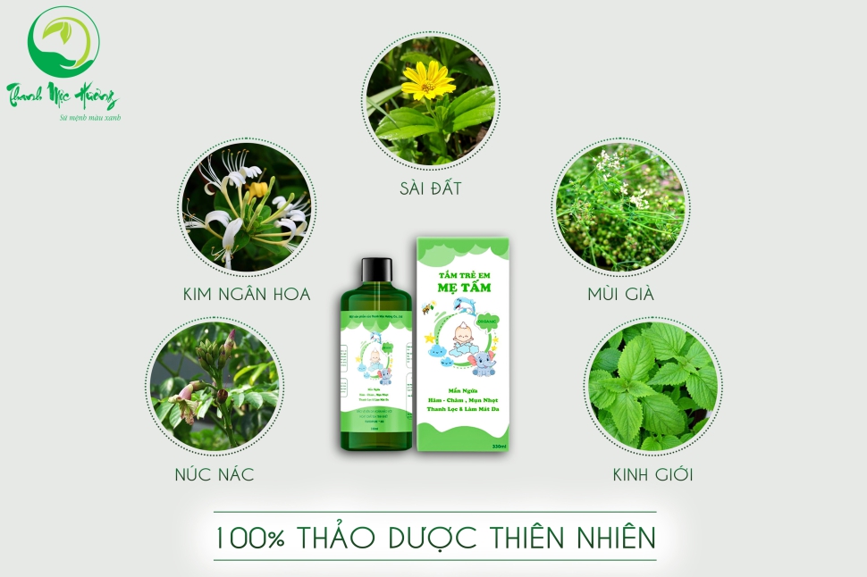 Nước tắm gội thảo dược mẹ tấm của thanh mộc hương –Giúp bé hết rôm