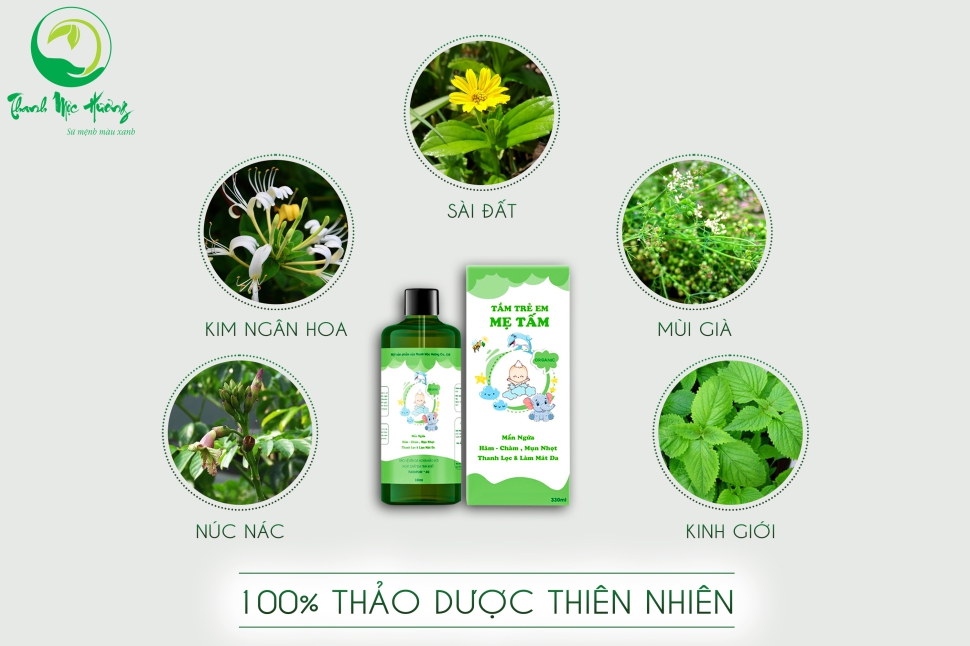 Nước tắm gội thảo dược mẹ tấm của thanh mộc hương– Giúp bé hết rôm sảy