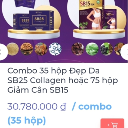 Combo Đẹp da SB25 Collagen hoặc 75 hộp Giảm cân SB15