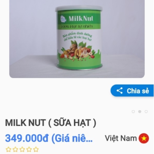 SỮA MILK NUT 100% HẠT TỰ NHIÊN