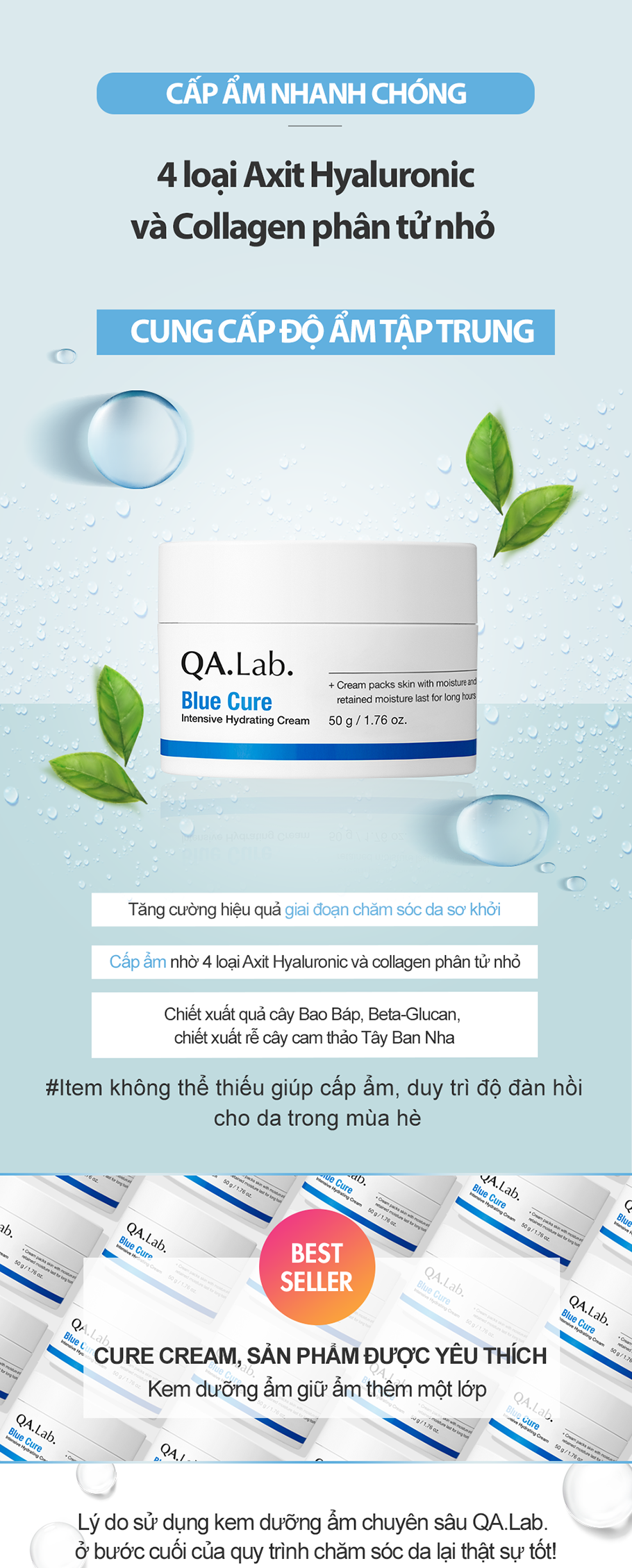 Kem dưỡng ẩm chuyên sâu Blue Cure QA.Lab