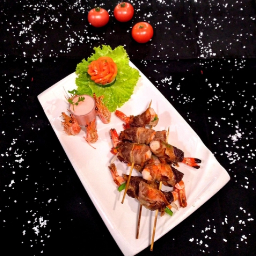 Ba chỉ bò nướng tôm