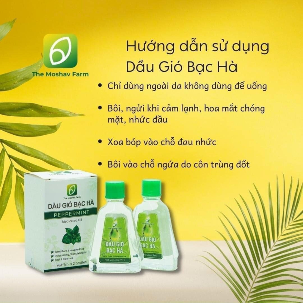 Dầu Gió Bạc Hà The Moshav Farm Hộp 2 chai 7ml