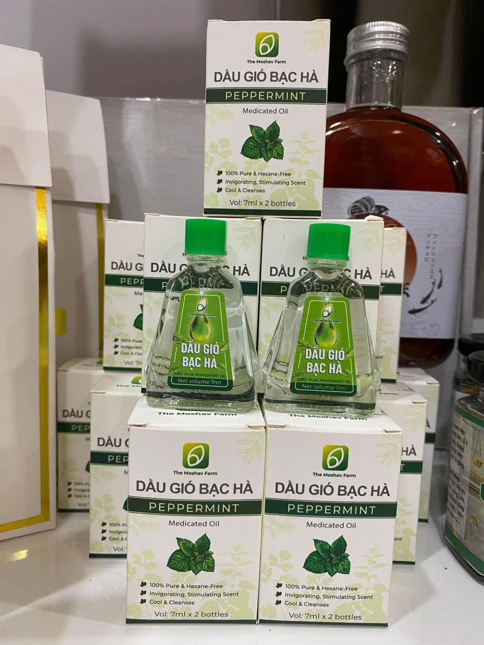 Dầu Gió Bạc Hà The Moshav Farm Hộp 2 chai 7ml