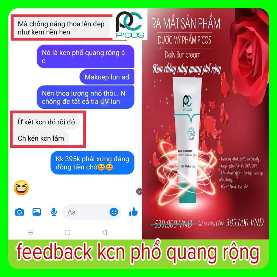 chống nắng phổ rộng che khuyết điểm P'cos