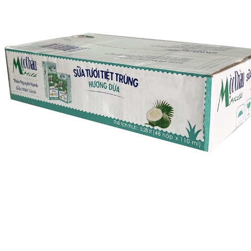 Thùng 48 Hộp Sữa Tươi Tiệt Trùng Hương Dừa Mộc Châu 110ml