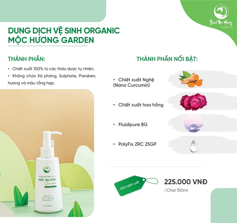 Dung dịch vệ sinh Organic Mộc Hương Garden – An toàn cho mẹ bầu