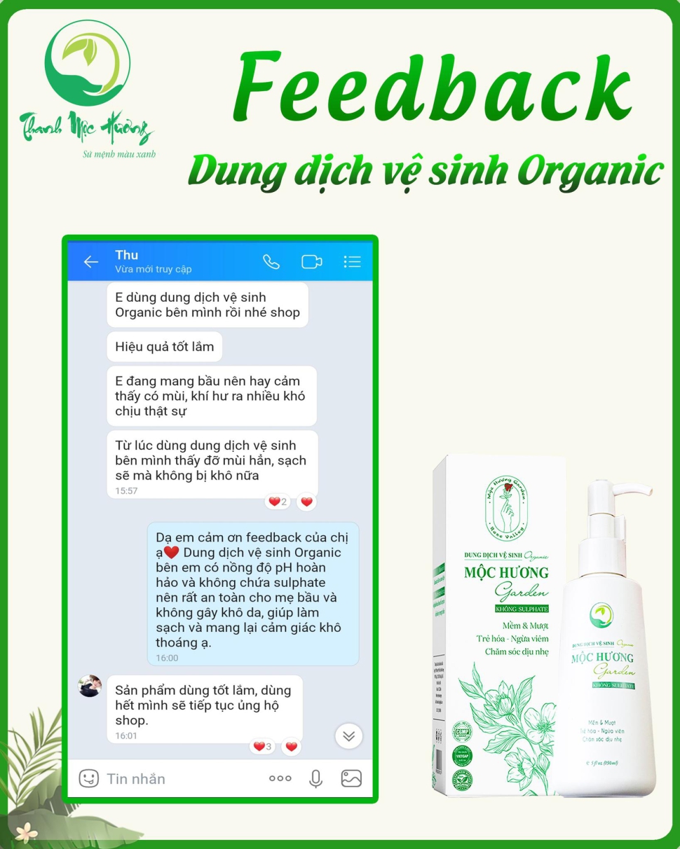 Dung dịch vệ sinh Organic Mộc Hương Garden – An toàn cho mẹ bầu