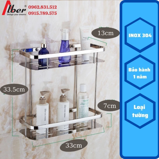 Kệ góc, kệ phẳng đa năng nhà tắm, nhà bếp 2 tầng inox 304 cao cấp
