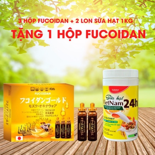 Combo 1 : 3 hộp Fucoidan + 2 lon sữa hạt 1kg tặng 1 hộp Fucoidan