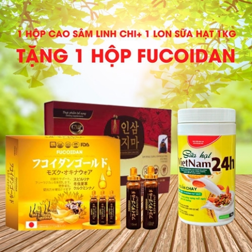 Combo 2 : 1 hộp cao sâm linh chi+ 1 lon sữa hạt 1kg tặng 1 hộp Fucoida