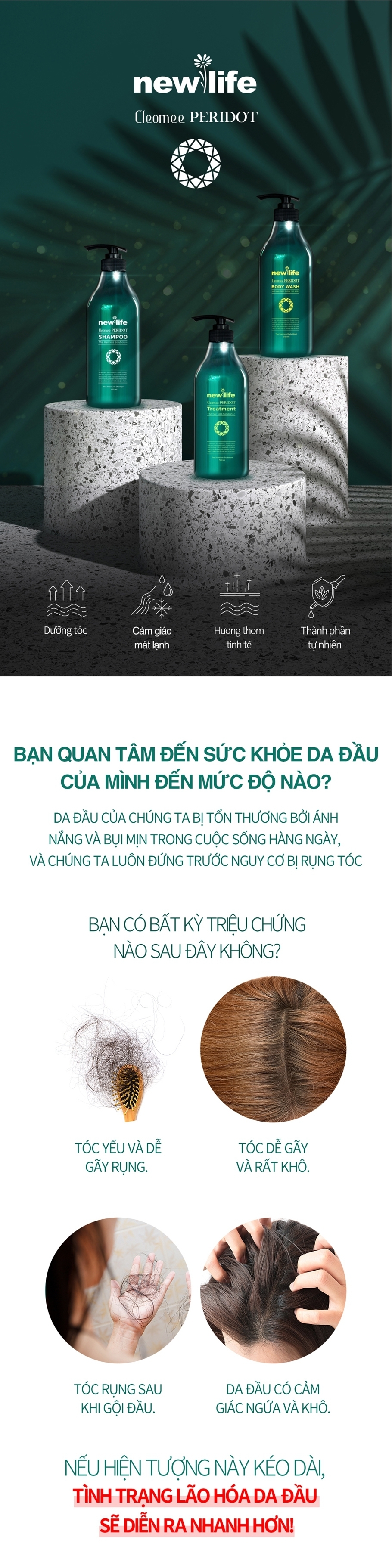 NEWLIFE - Dầu xả ngăn ngừa rụng tóc Newlife Cleomee Peridot